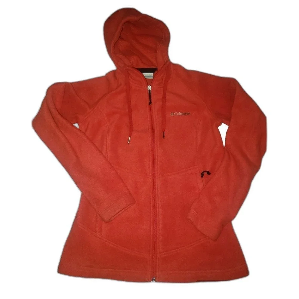Columbia Red Fleece Hoodie Size M‎ Women's Lightweight Hiking Jacket